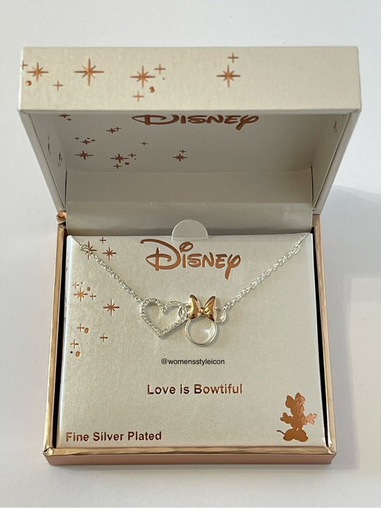 Disney Jewelry - Disney Classics Jewelry | Minnie Mouse Bow & Heart Pendant Necklace